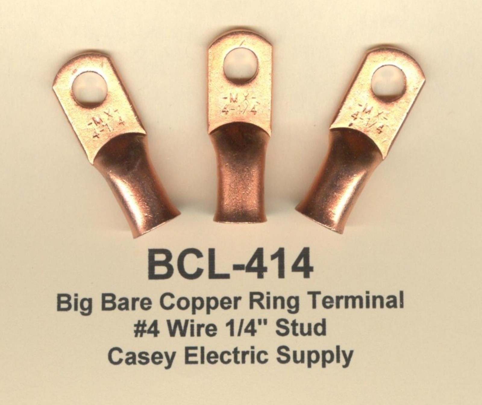 20 Big Bare Battery COPPER Ring LUG Terminal Connector #4 Wire Gauge 1/4″ Stud