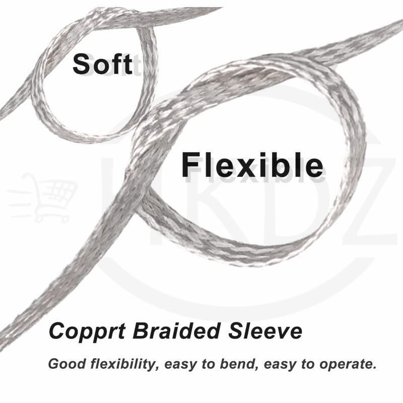 Flat Shield Braided Ground Strap Grounding Tinned Copper Braid Width 4mm – 70mm