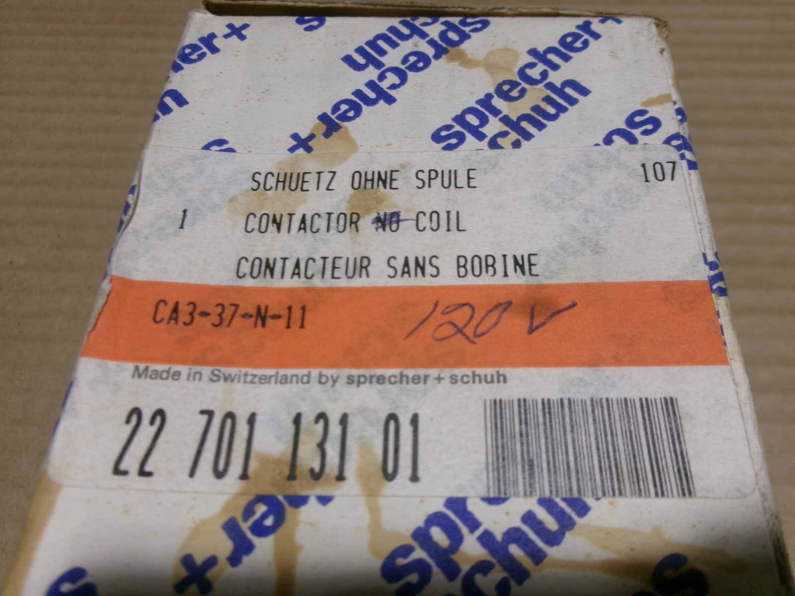 Sprecher + Schuh CA3-37-N-11 Contactor Coil 120V/60Hz / 110V/50Hz AK
