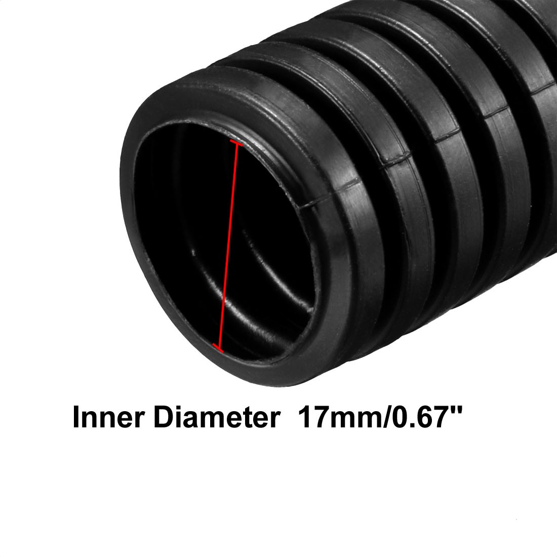 5.7 M 17×21.2 mm PP Flexible Corrugated Conduit Tube for Garden,Office Black