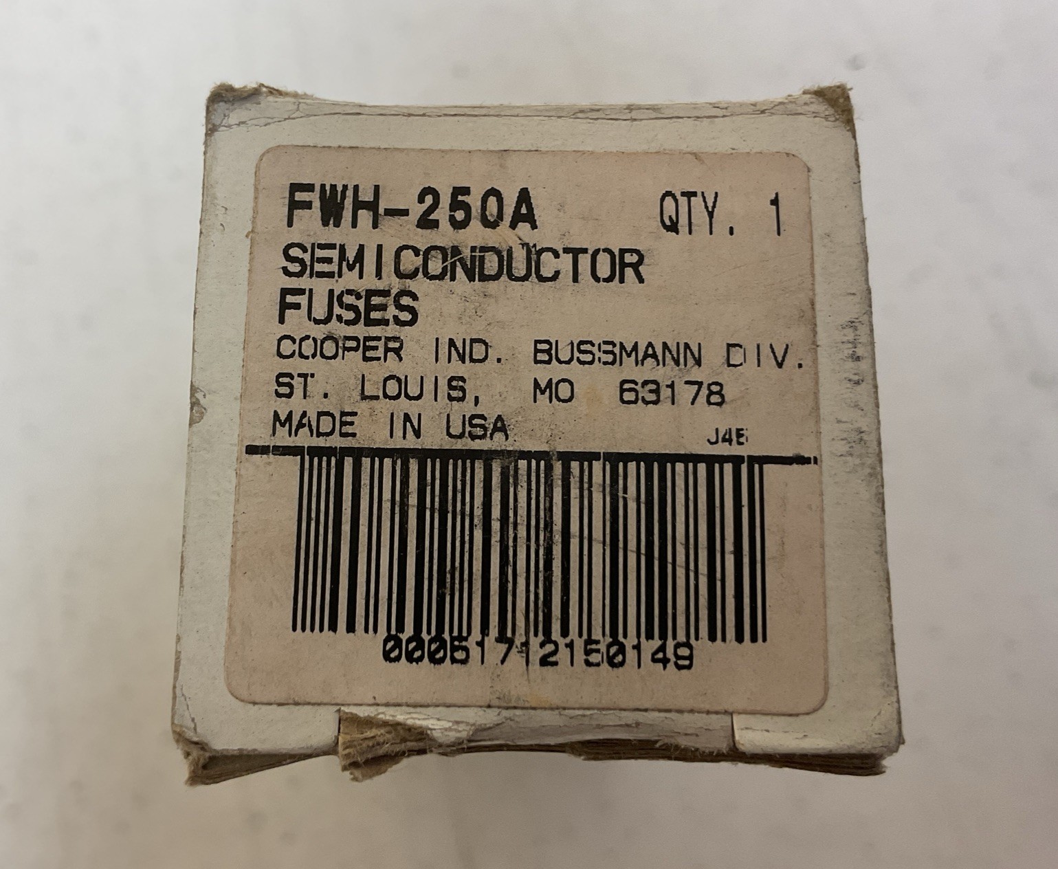 NEW COOPER BUSSMANN FWH-250A SEMI CONDUCTOR FUSE, FREE SHIPPING