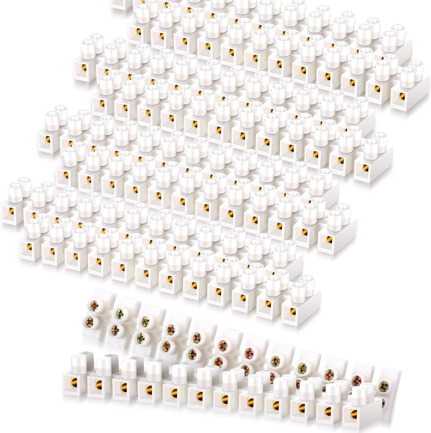 White Terminal Blocks 12 Position Terminal Strip Dual Row Screw Terminals