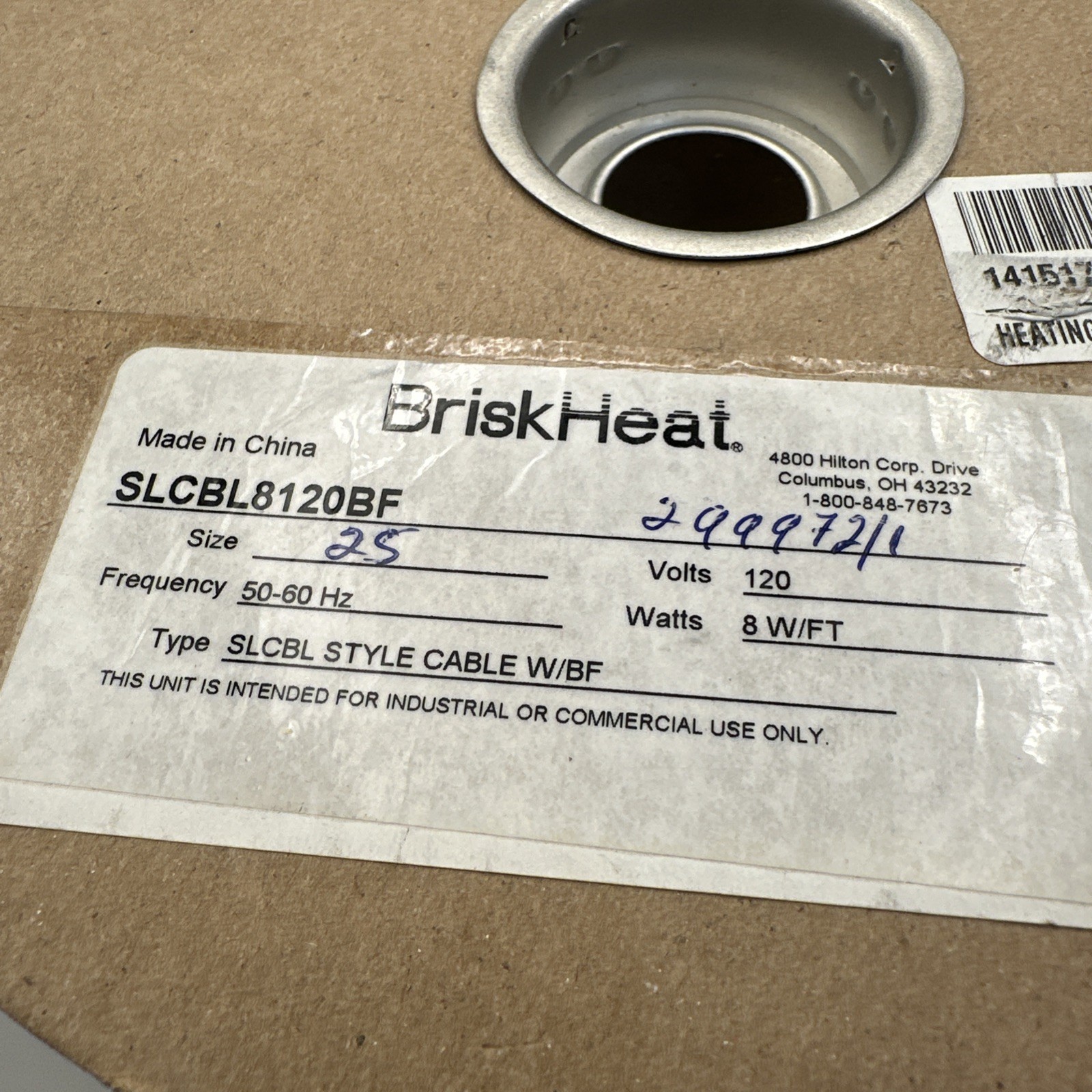 Briskheat SLCBL8120BF Self Regulating Heating Cable 120V 8W 25ft