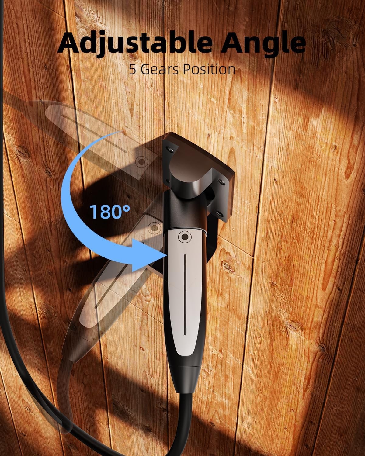 For Tesla Charger Holder, with 180° Rotation Nozzle Dock, Metal J-Hook for Tesla