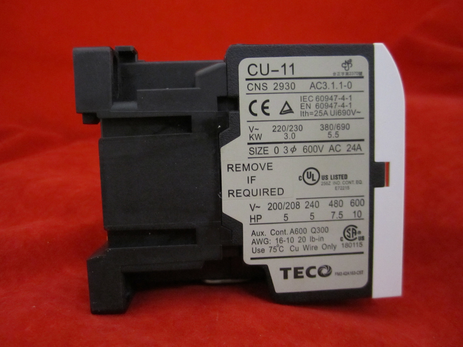 TECO CU-11-110V Magnetic Contactor 3A1A 50/60 Hz