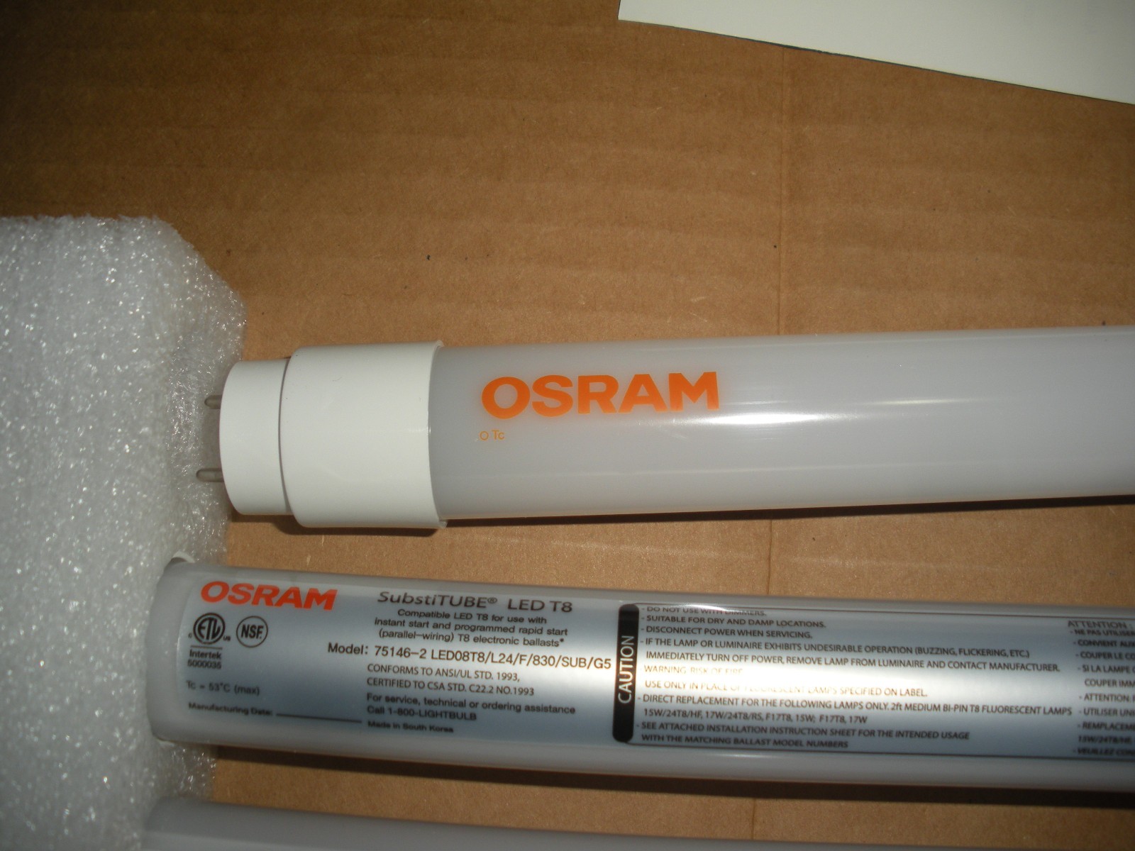 2′ LED tube lamp 8.5w T8 Osram SubstiTUBE lot/10pcs direct replacement 75146-2