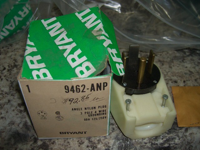 Bryant 9462-anp angle nylon plug 3 pole 4 wire grounding 60a 125/250v #1