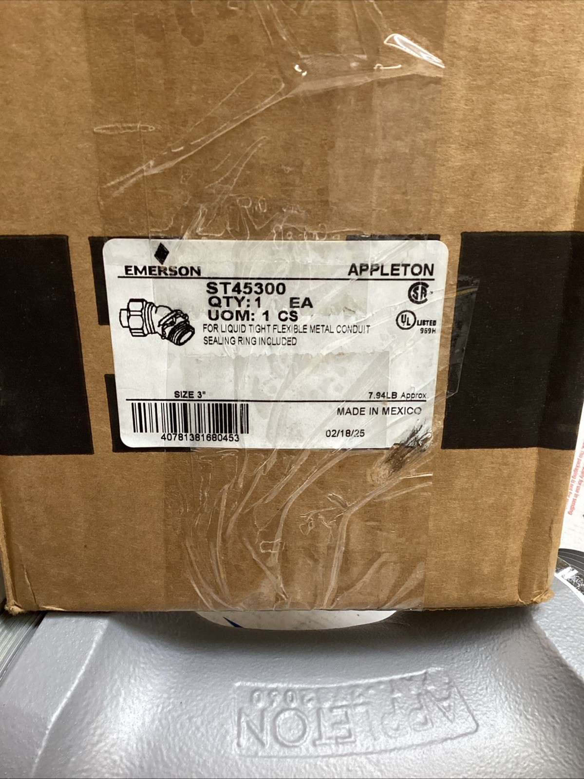 Appleton ST-45300 Liquidtight Flexible Conduit Connector 3″ 45Deg End LFMC ED4U