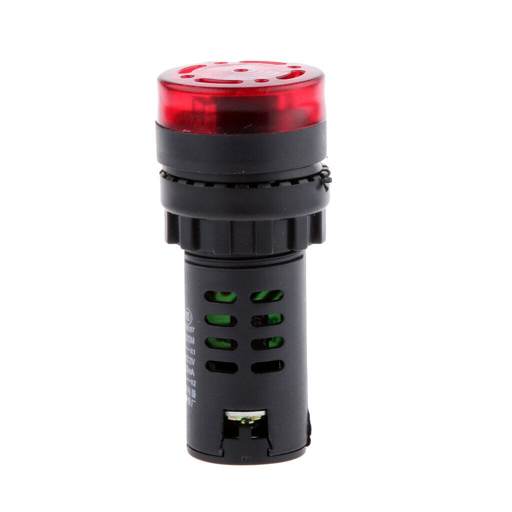 2Pcs Level 3 12V Red LED Buzzer Alarm Signal Indicator Flash Light Panel Mount D