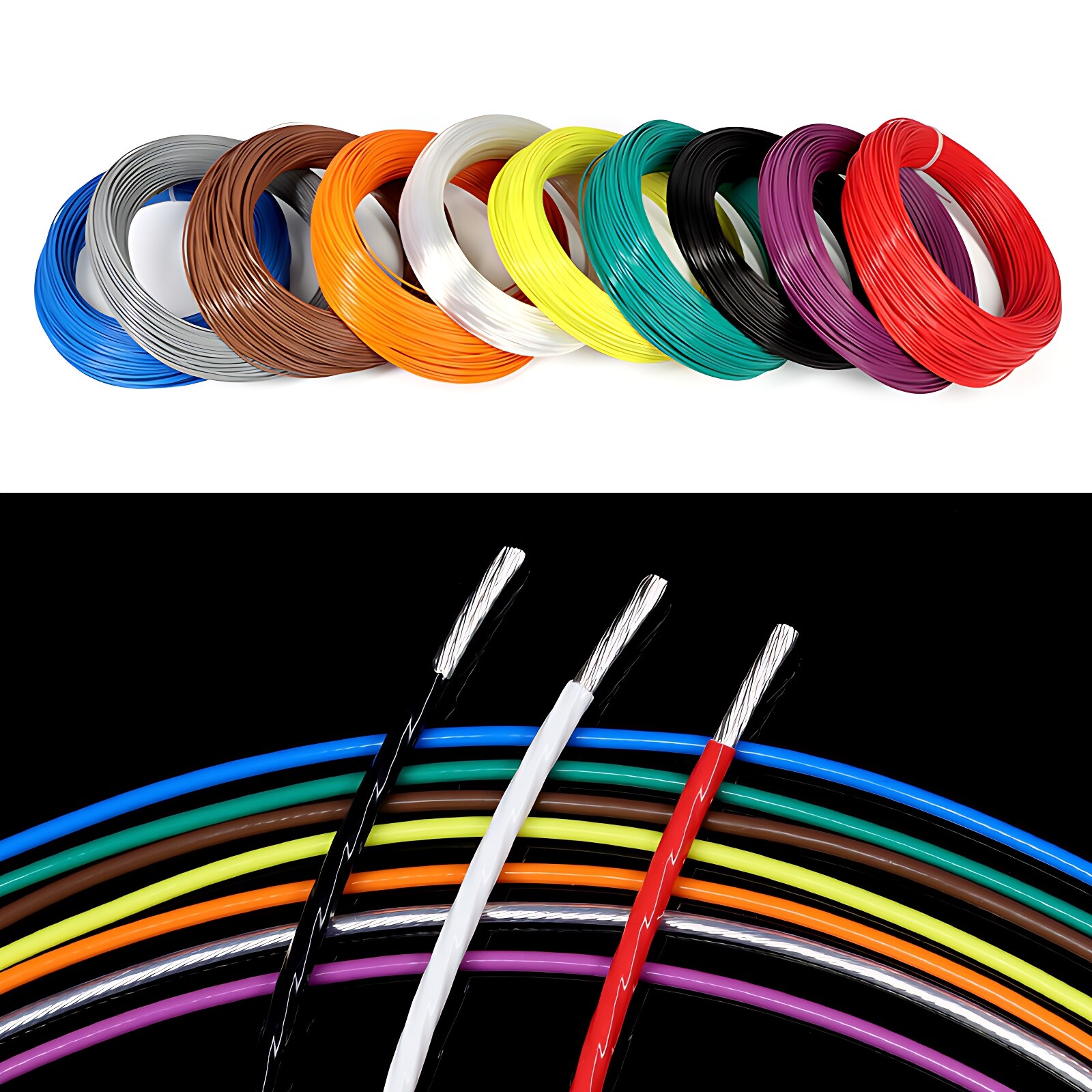 PTFE Cable Wire Flexible Tinned Copper Stranded 7 9 11 13 14 16 18 19 20~ 25 AWG