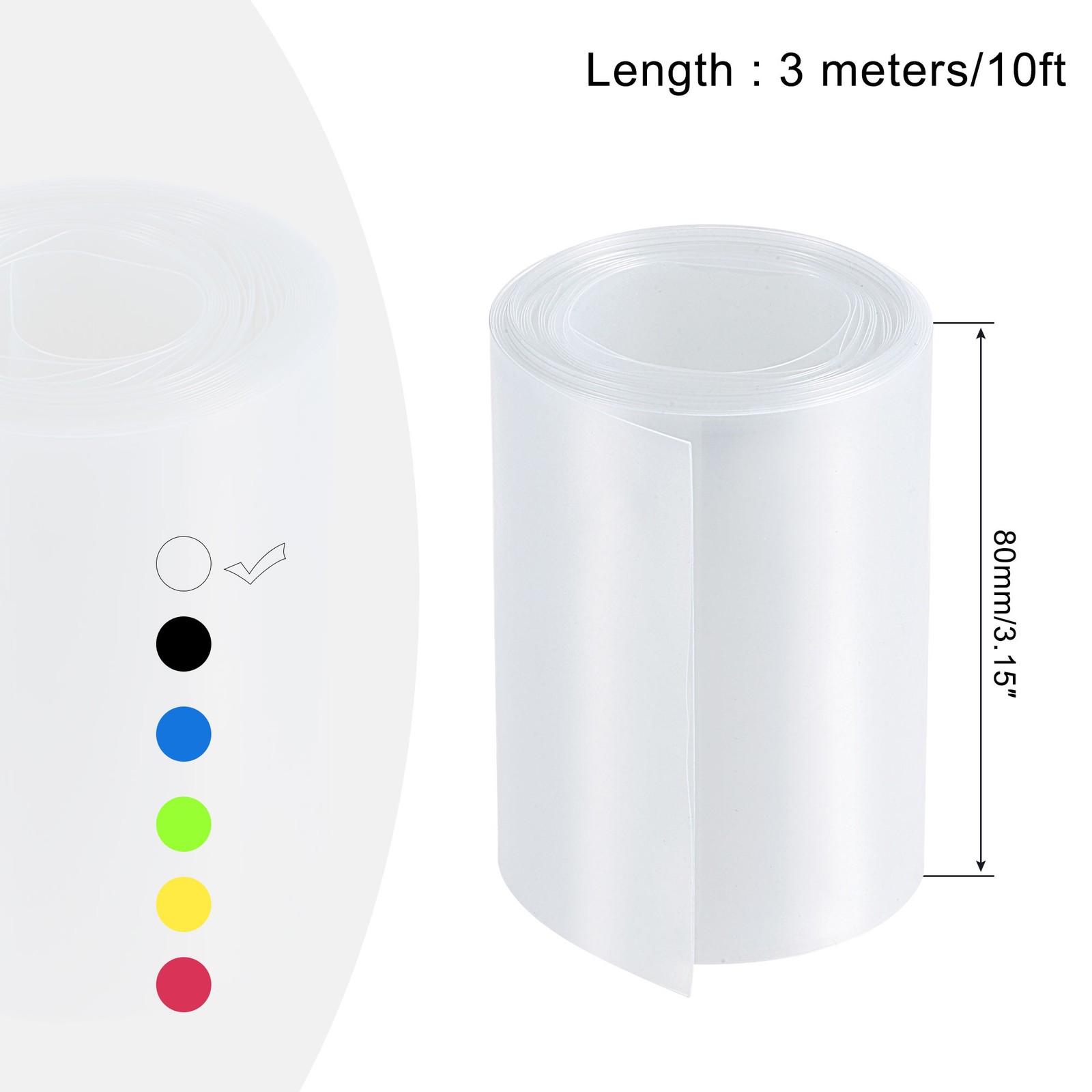 Battery Wrap Heat Shrink Tubing 50mm Dia 80mm Flat 10 Feet Clear