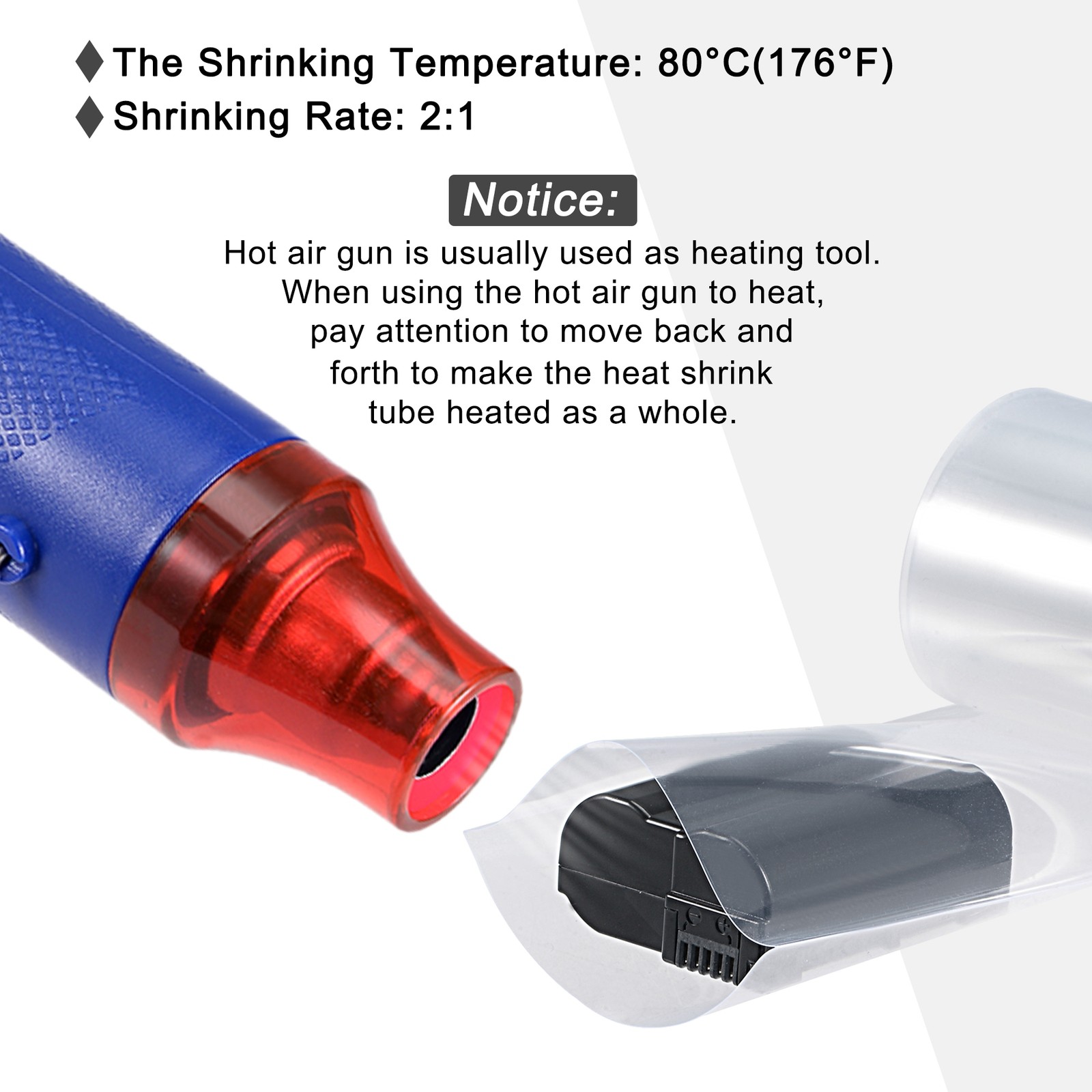 Battery Wrap Heat Shrink Tubing 11mm Dia 17mm Flat 8 Feet, Clear