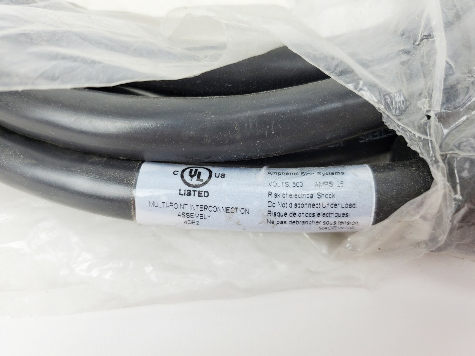 AMPHENOL P30748-M3 4 PIN, 10AWG, M/F, TC-ER, TPE 3M CABLE / CONNECTOR, NEW!