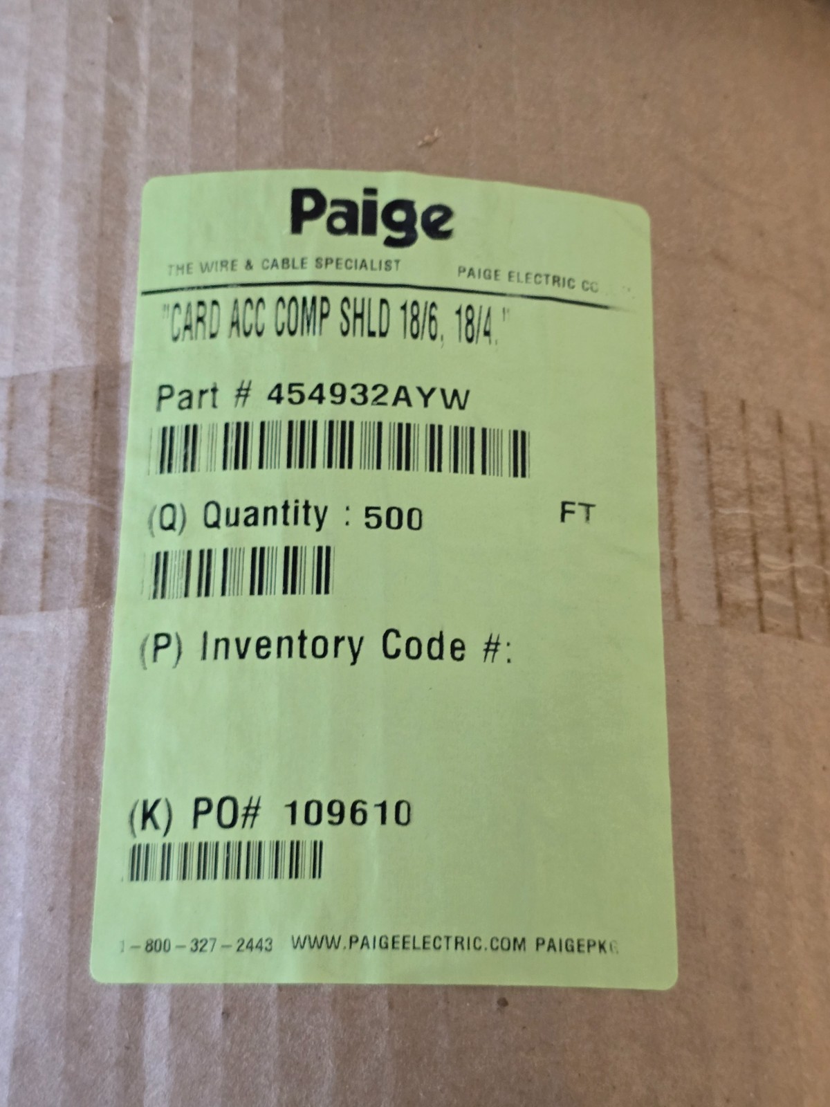 PAIGE 454932AYW 18/6c, 18/4c, 16/2c, 22/4c All in One, Stranded, Shielded
