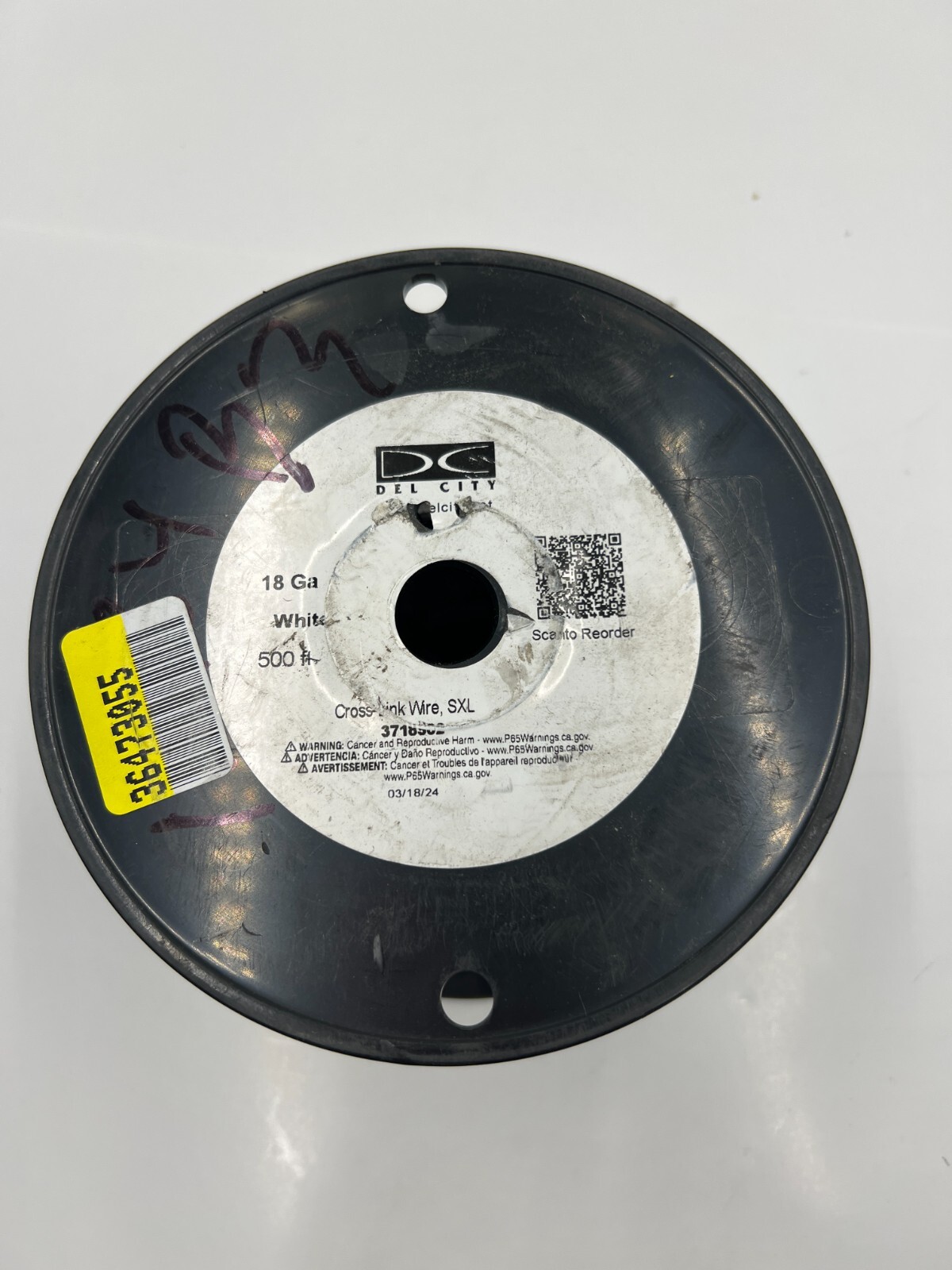 Del City Cross-Link Wire 18 Ga 500ft 3718502 White Temp Rating -40°C to 125°C