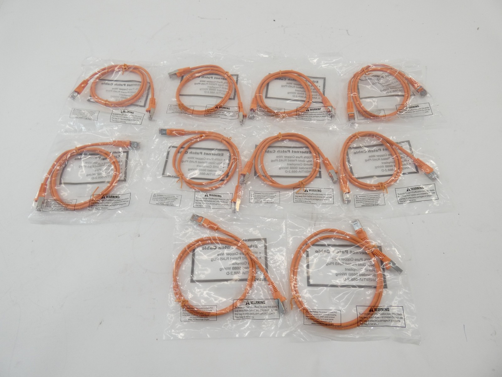 *Lot of 10* 3FT Ethernet Patch Cable Orange – NEW Surplus!
