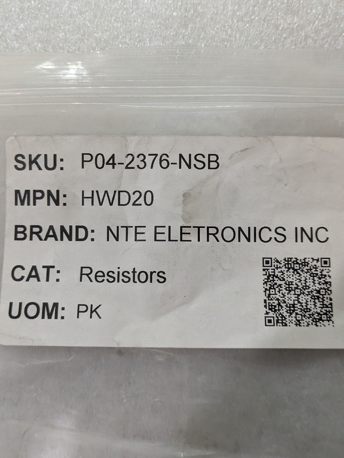 NTE FLAMEPROOF RESISTOR 1/2W .20 OHM 5% HWD20