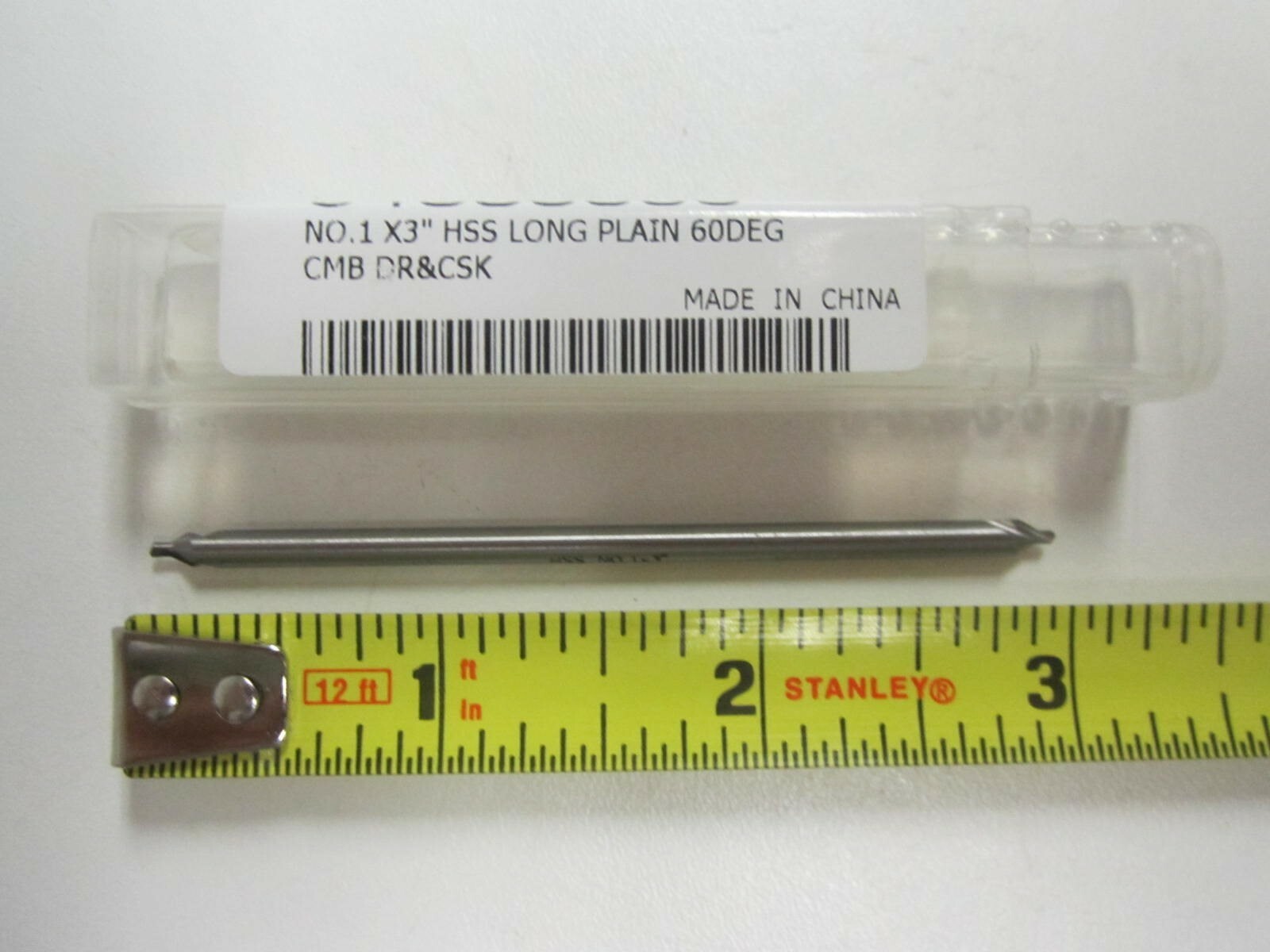 #1 3/64″ x 1/8″ x 3″ OAL HSS 60 Deg Combination Drill and Countersink NEW