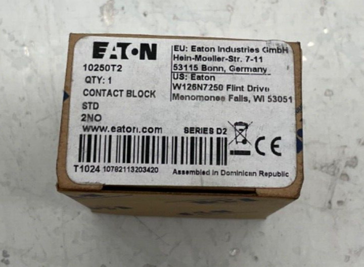 NEW EATON BT2 CONTACT BLOCK FOR PUSHBUTTONS AND SELECTOR SWITCH 2NO 10250T2