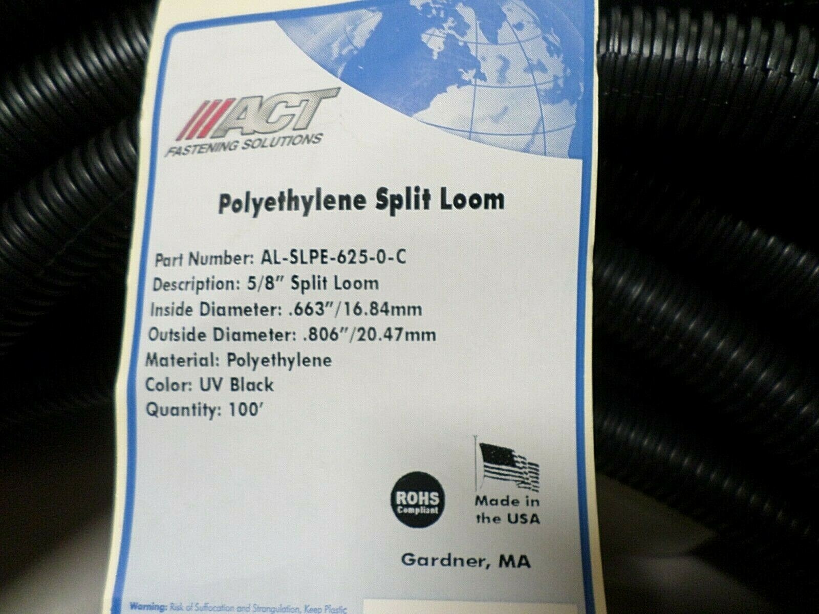 5/8″ x 10-Feet Black Poly Corrugated Split Wire Loom Protective Tubing