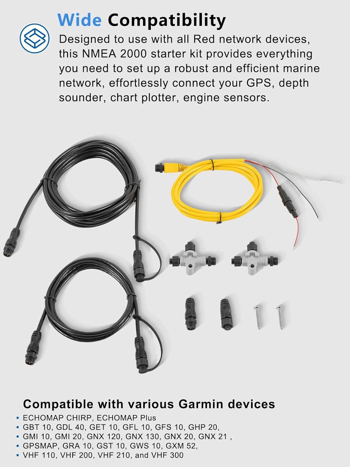 For Garmin NMEA 2000 Starter Kit N2K Network Cable Drop/Power/Backbone/Connector