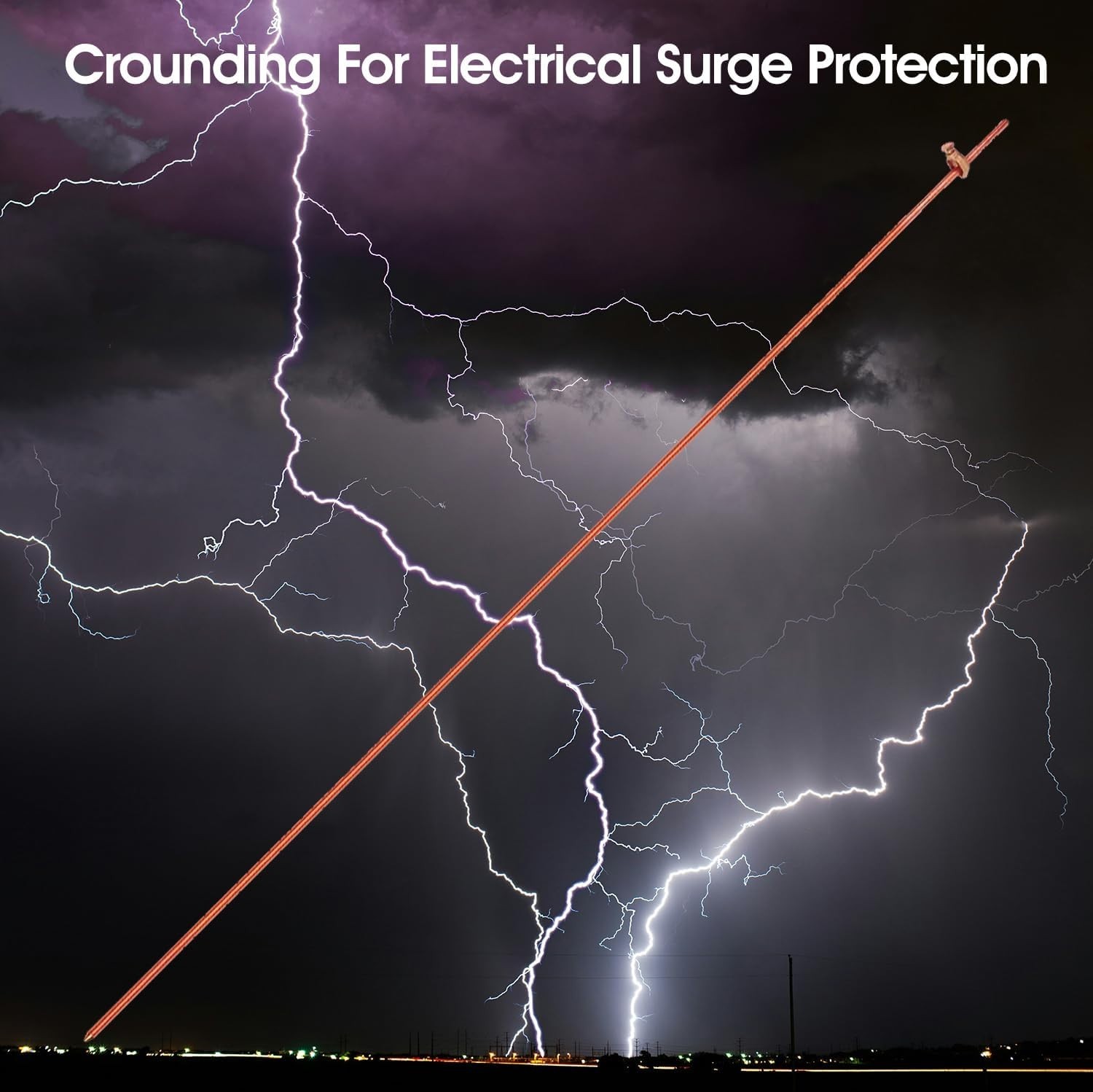 4FT Electrical Grounding Copper Ground Rod Earthing bar for Electric Fences Sate
