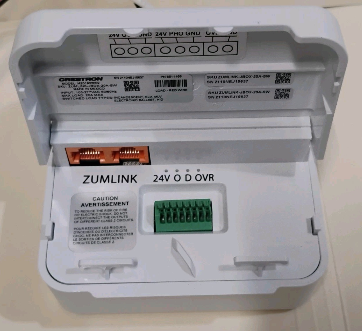 5pc Lot- Crestron Zumlink Jbox-20a-sw Load Controllers 20193002 FULLY FUNCTIONAL