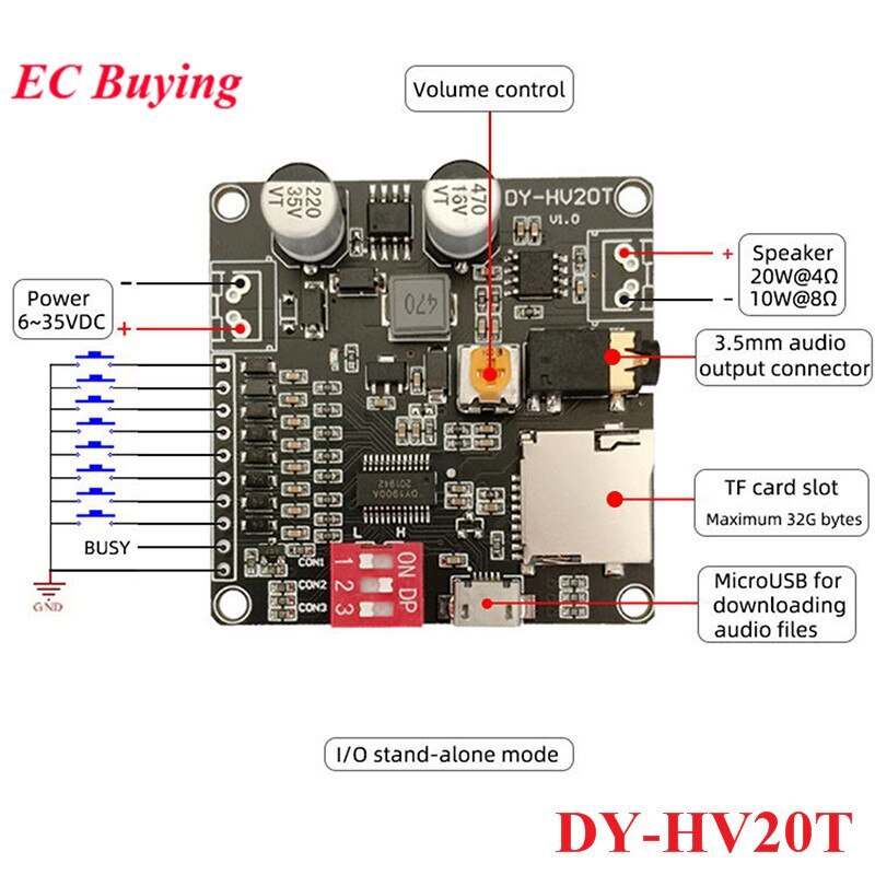 Voice Playback Module MP3 Music Player UART I/O Trigger Amplifier Board Module