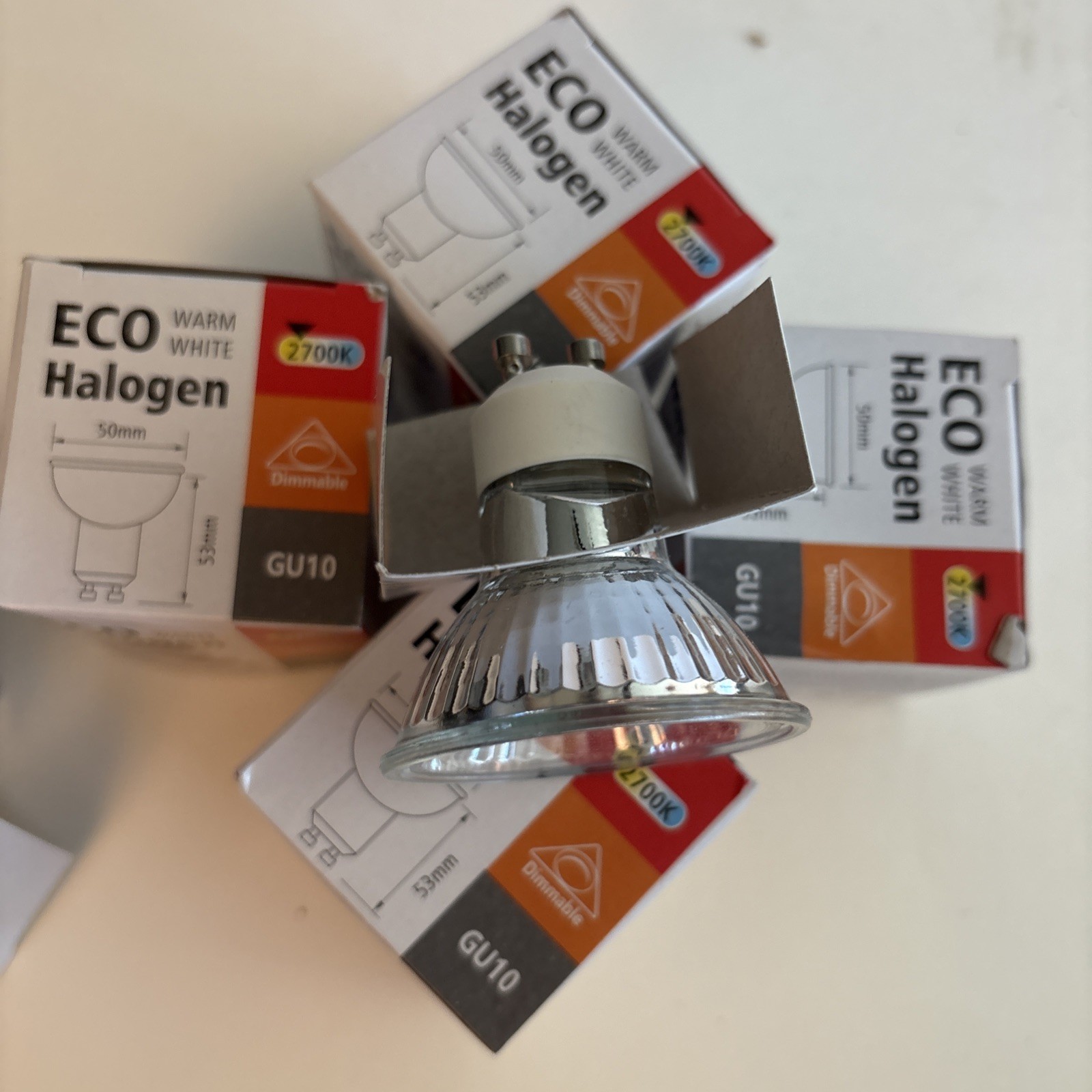 Eco Halogen GU10 Dimmable Spot Light Bulb 2700K Lamp Lot Of 5 Bulbs OPEN BOX