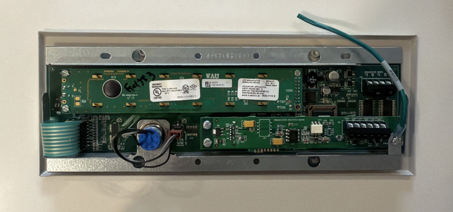 Simplex 4603-9101 LCD Remote Annunciator 07431007 W/ Trim Plate