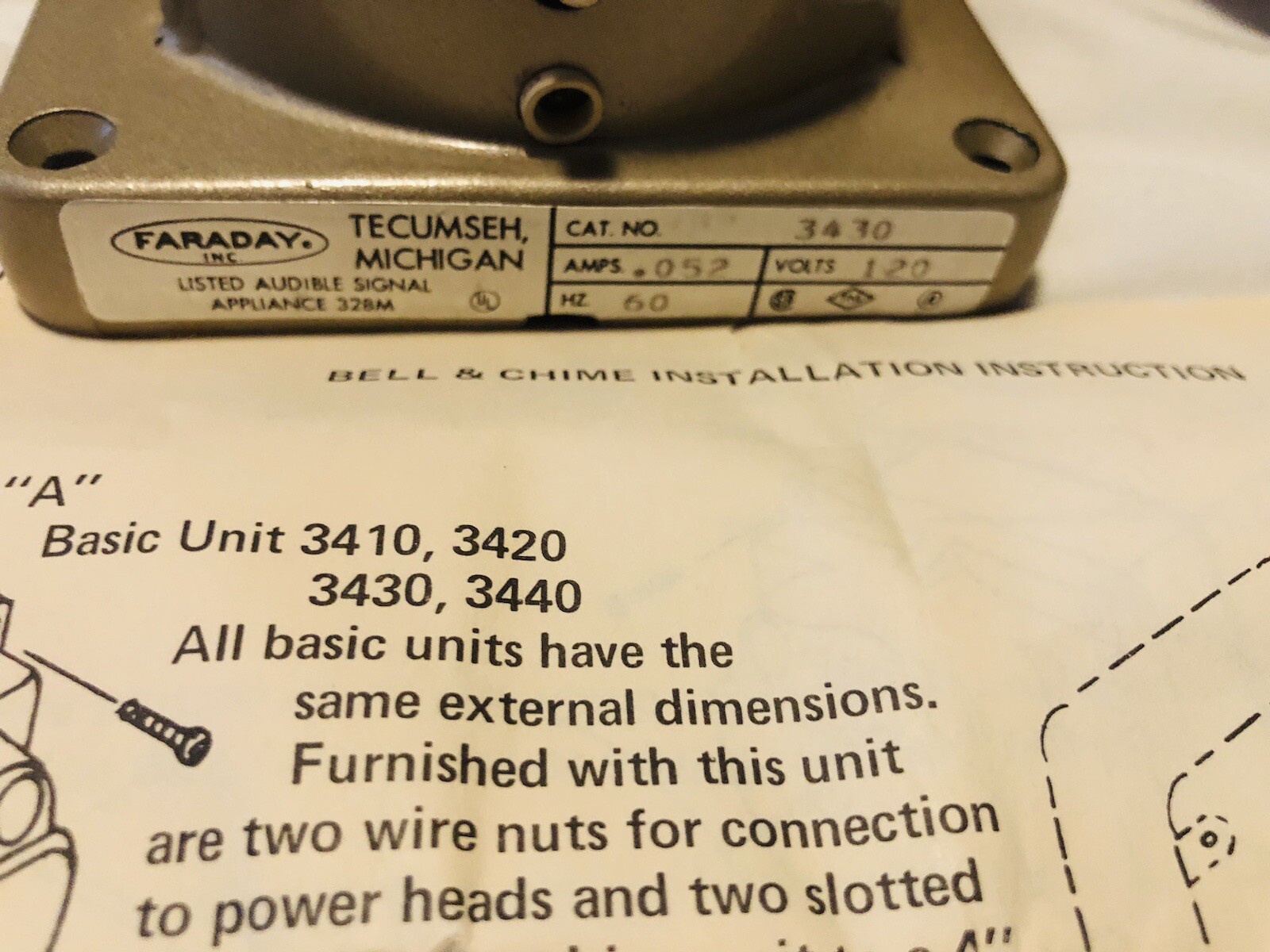 Faraday 3430 120V 0.52A Alarm Bell