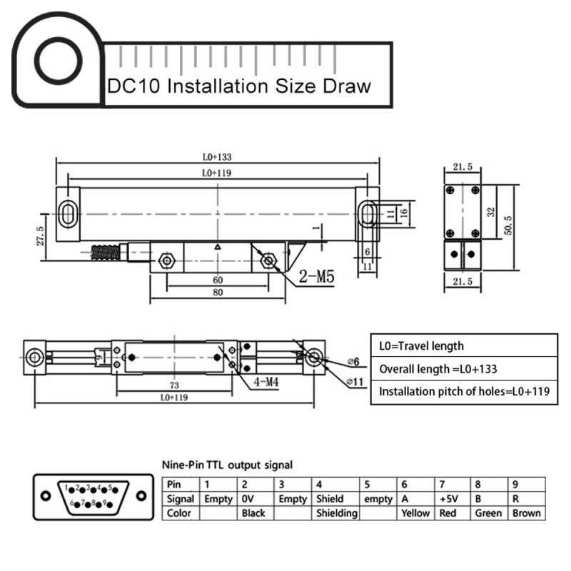 3 Axis DRO Digital Readout Meter Linear Scale 12x16x30inch 9×42 Bridgeport Mill