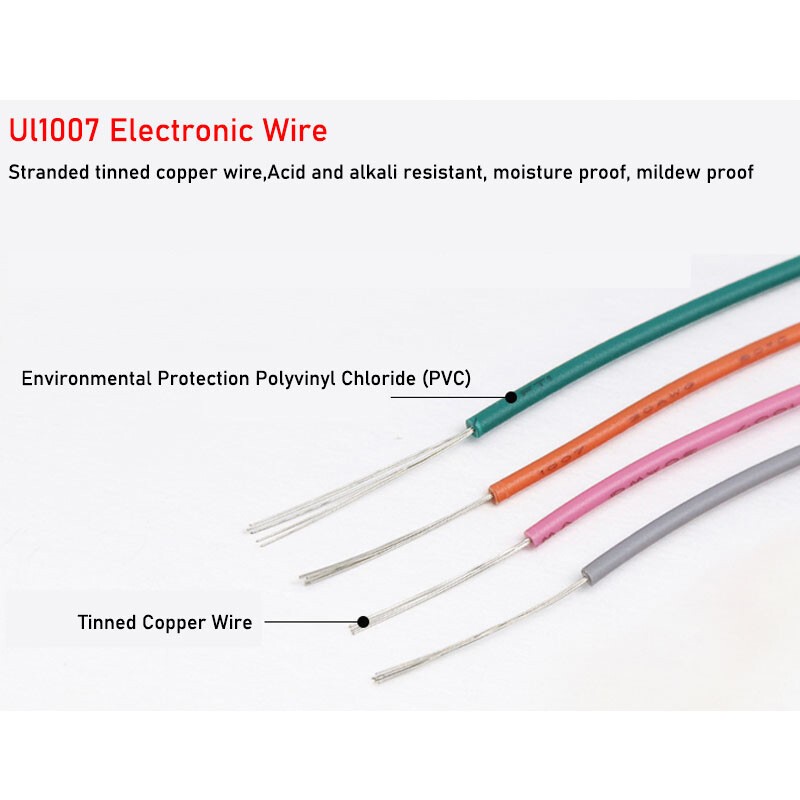16AWG to 30AWG PVC Flexible Electronic Wire Stranded Cable UL1007 11 Colors