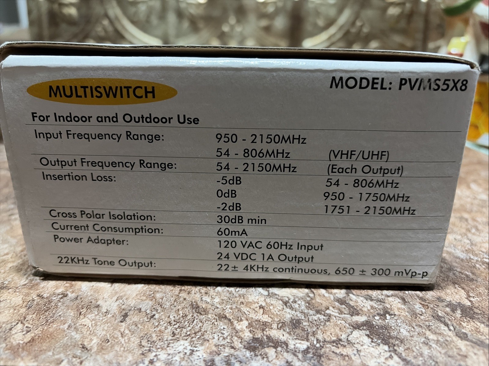 PVMS5X8 – PERFECT VISION – 5 INPUT 8 OUTPUT MULTISWITCH INDOOR/OUTDOOR SWITCH