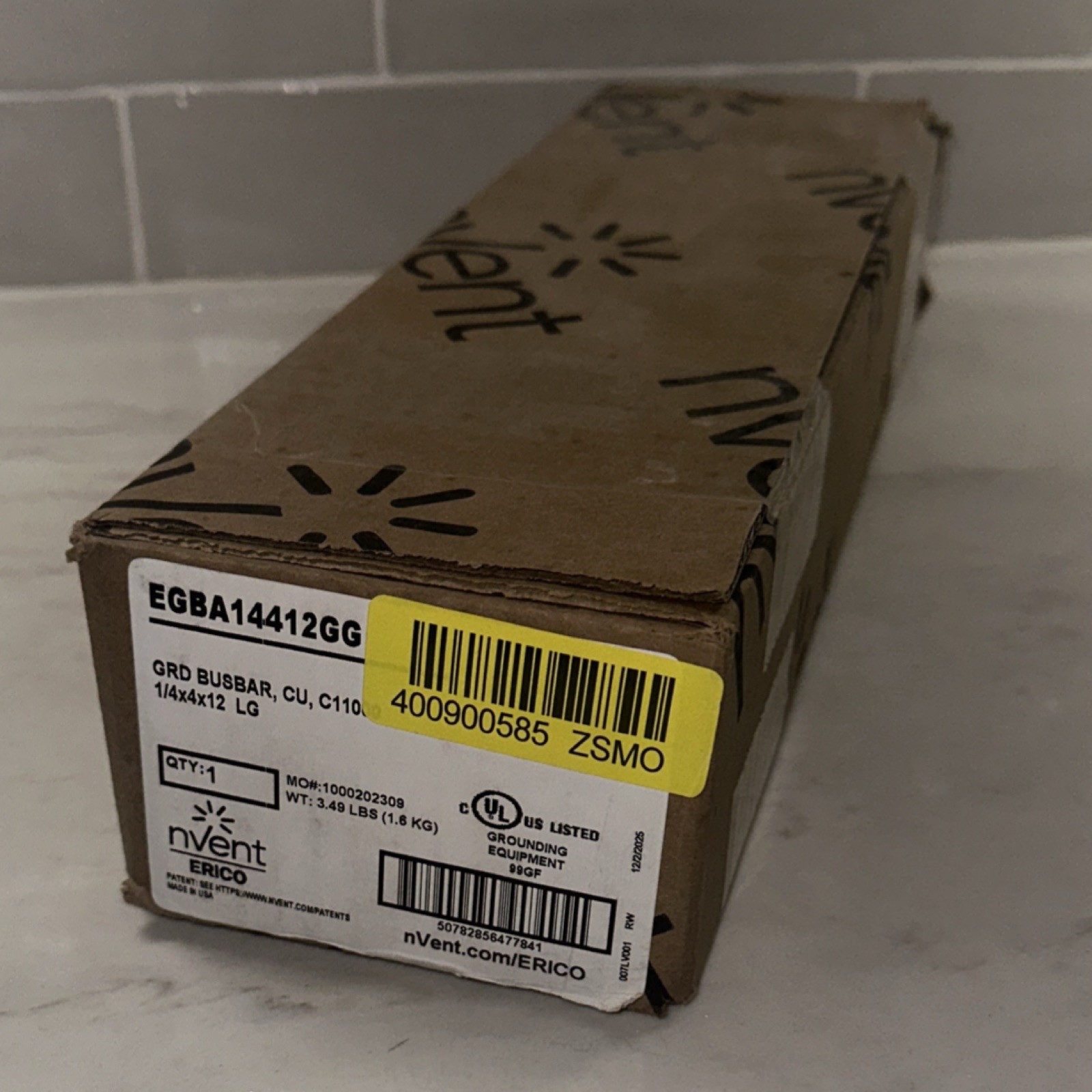 nVent ERICO ESBA14412GG Copper Ground Busbar 1/4” x 4” x 12” C110 14 Hole NEW