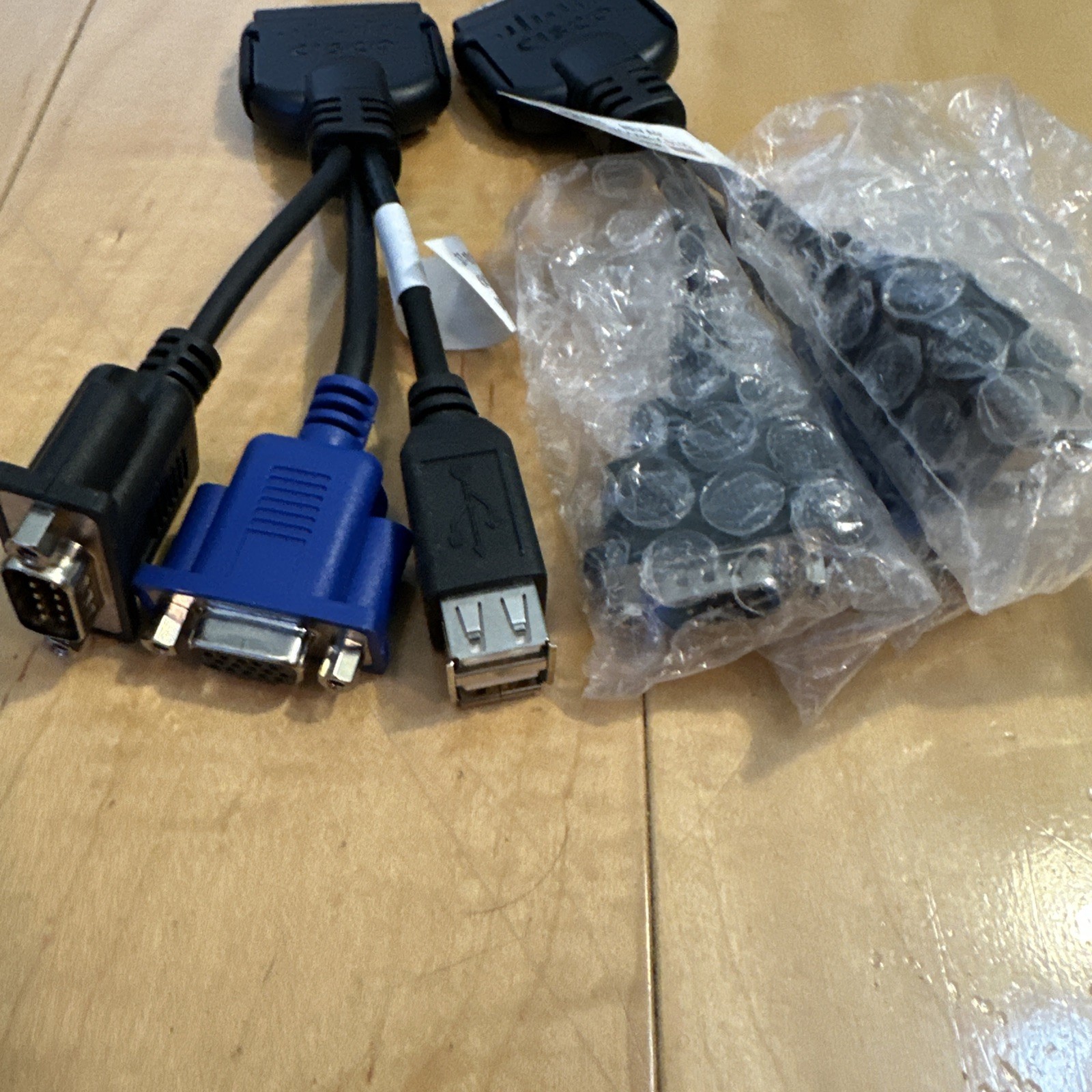 2 X UCS KVM Dongle Cable Adapter 37-1016-01 VGA USB DB9 Serial