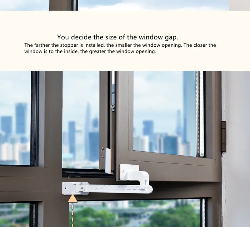 Window Horizontal Sliding Holder Wind Brace Guard Safety Lock Fix Flat Open 1 Pc