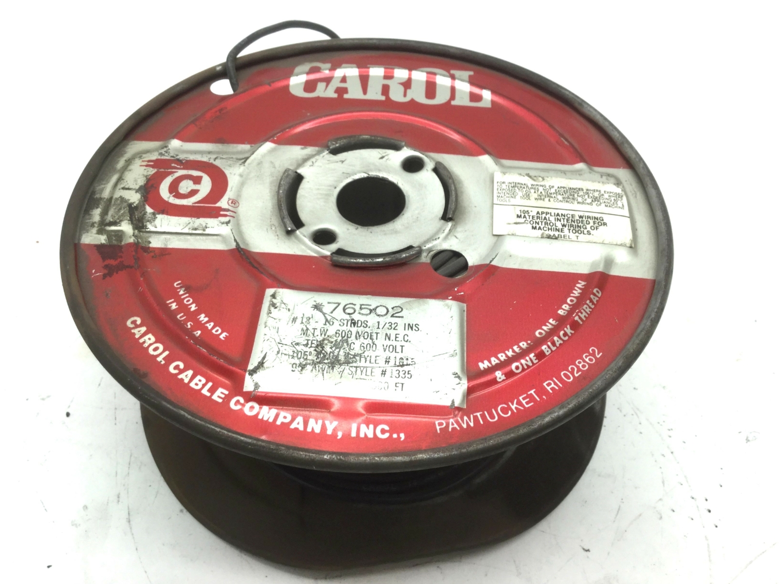 Carol 76502.18.01 Hook-Up Wire Spool 18 AWG 16/30 Strands 600V Black, 250′