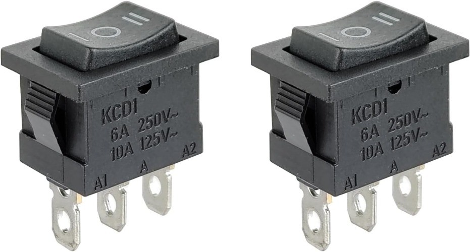 2Pcs KCD1 Rocker Switch ON Off ON 3 Position Pin AC 6A 250V 10A 125V Toggle
