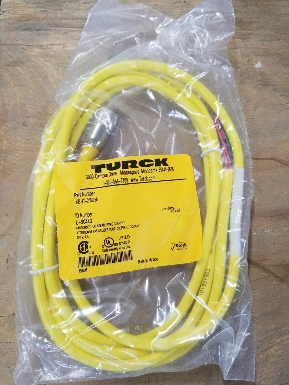TURCK KB 4T-2/S1050 CABLE ASSEMBLY W315