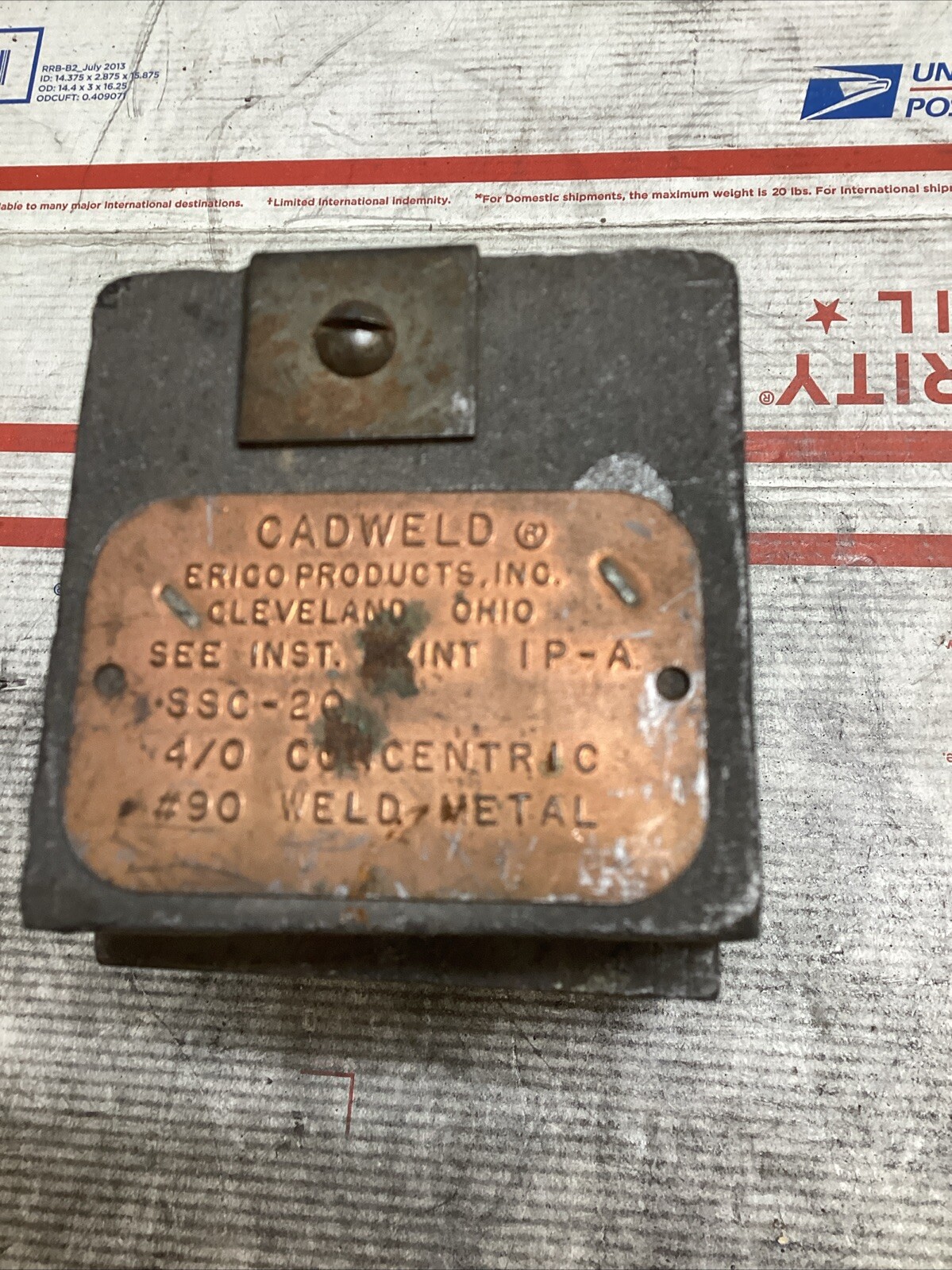 ERICO CADWELD IP-A SSC-20 MOLD 4/0 CONC RUN & TAP #90 CART ED4U 4066