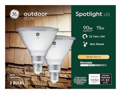 6 Pack – LED Outdoor Spotlight,Warm White,Medium Base,PAR38,15 Watt,2-Pk. – 9313