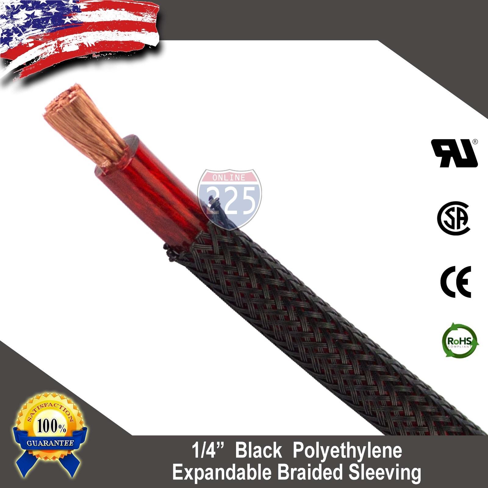 50 FT 1/4″ Black Expandable Wire Cable Sleeving Sheathing Braided Loom Tubing US