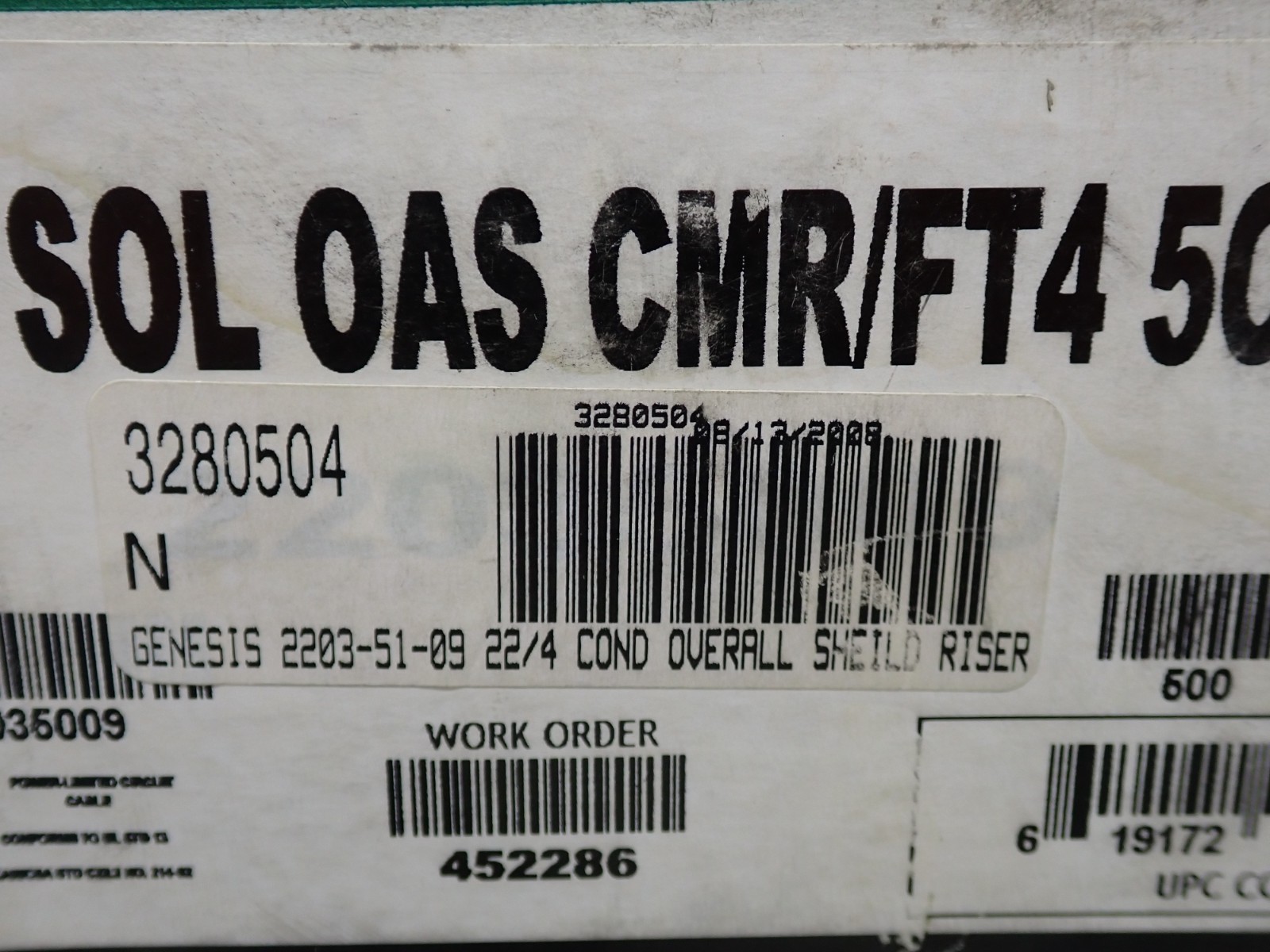 Honeywell 22/4 SOL OAS CMR/FT4 5C RL Gry Genesis Series Cabling wire