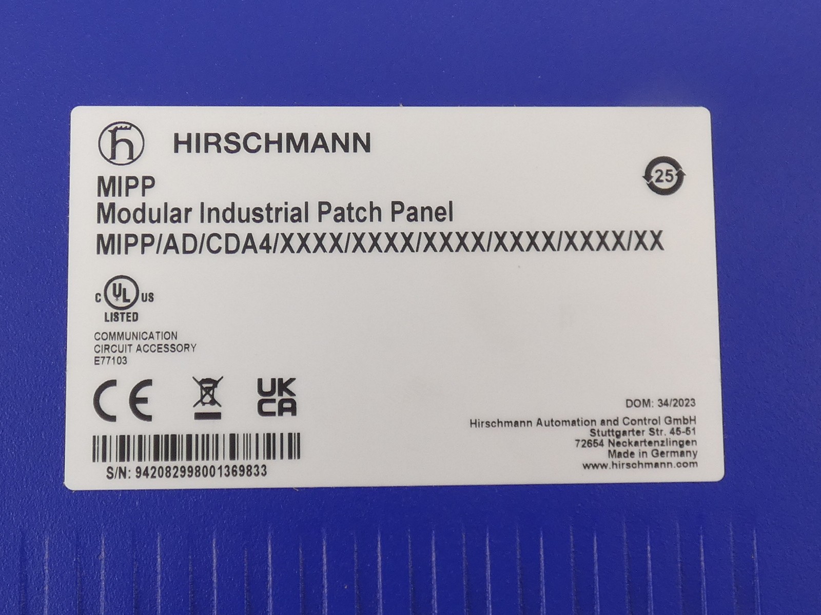 Belden Hirschmann MIPP/AD/CDA4 Patch Panel 942082999-128 – NEW Surplus!