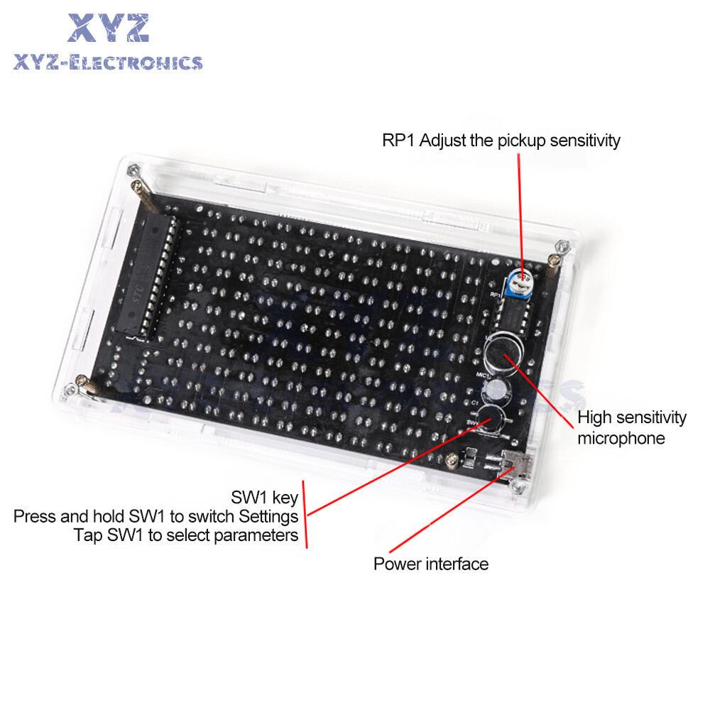 LED Music Spectrum Kit Voice Control Dynamic Dot Matrix Spectrum Screen DIY 5V