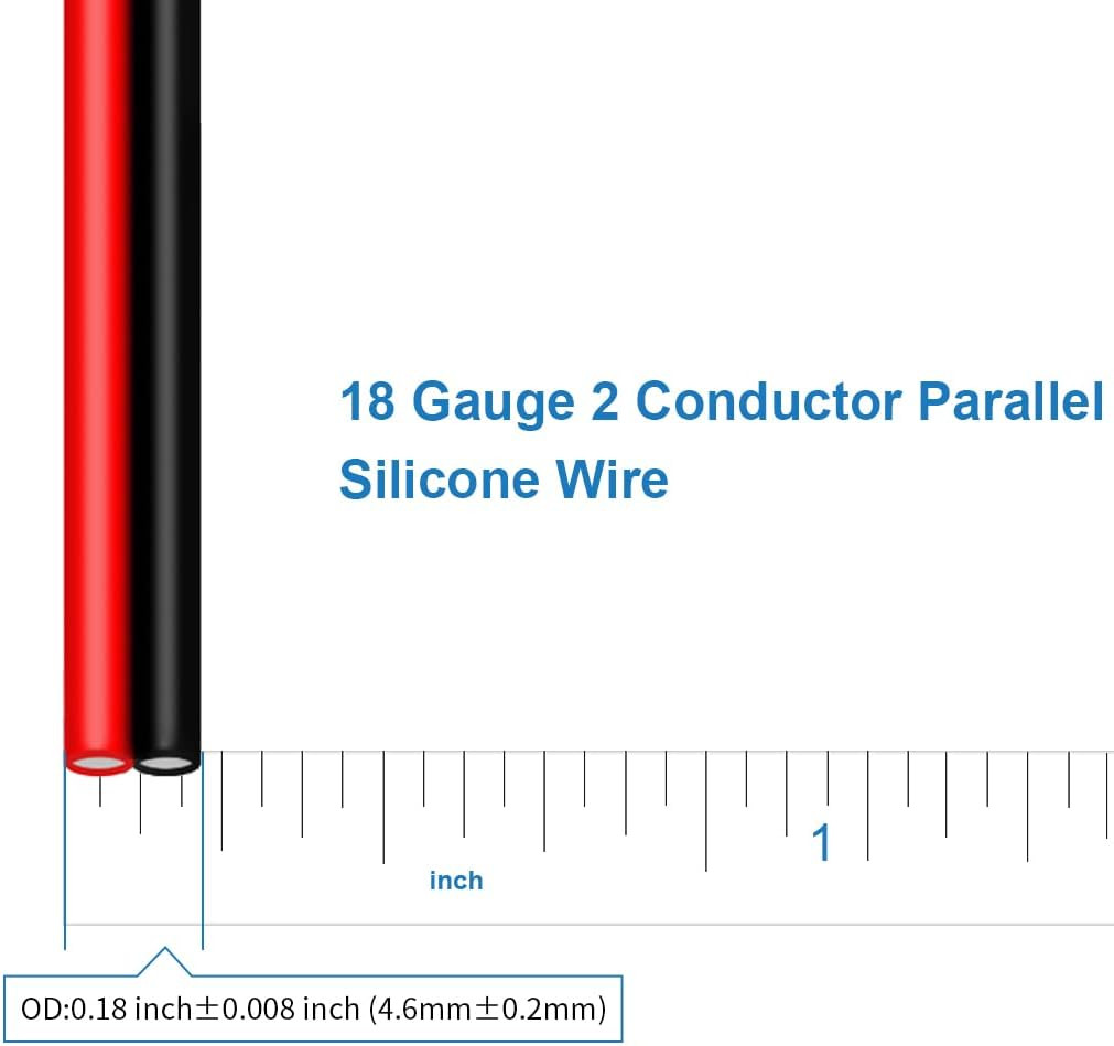 BNTECHGO 18 Gauge Flexible 2 Conductor Parallel Silicone Wire Spool Red Black Hi