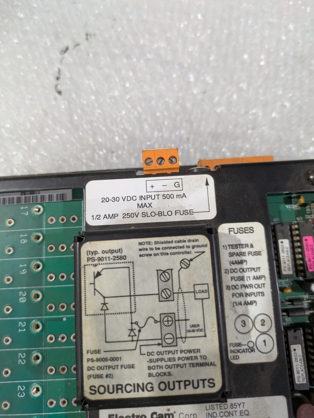 ELECTRO CAM PL 5000 PS-5144-24-P16M09-L 20-30VDC 500MA 1/2AMP 250V SLO-BLO FUSE