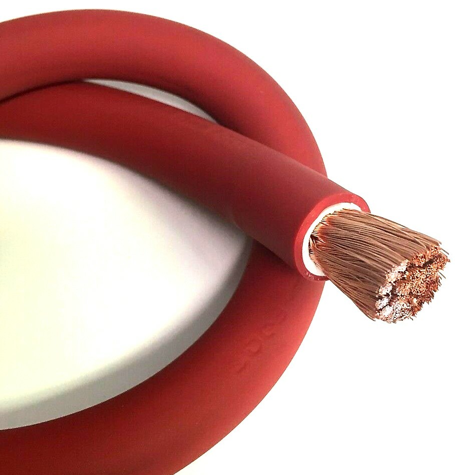 2/0 AWG 00 Gauge Battery Cable Red By the Foot OFC Copper Power Wire Made in USA