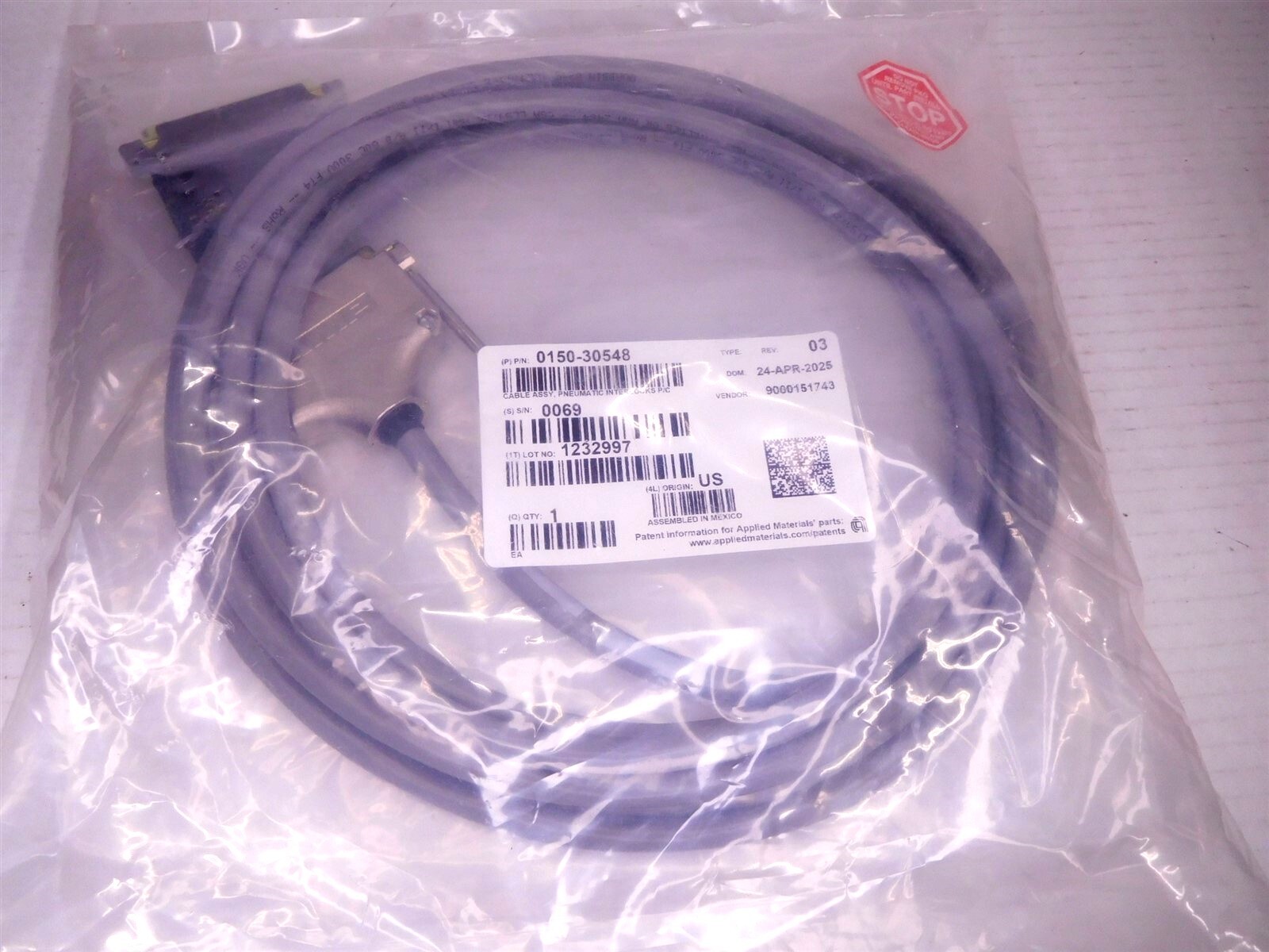 APPLIED MATERIALS AMAT Pneumatic Interlocks P/C 0150-30548 Cable Assembly (S9-1)